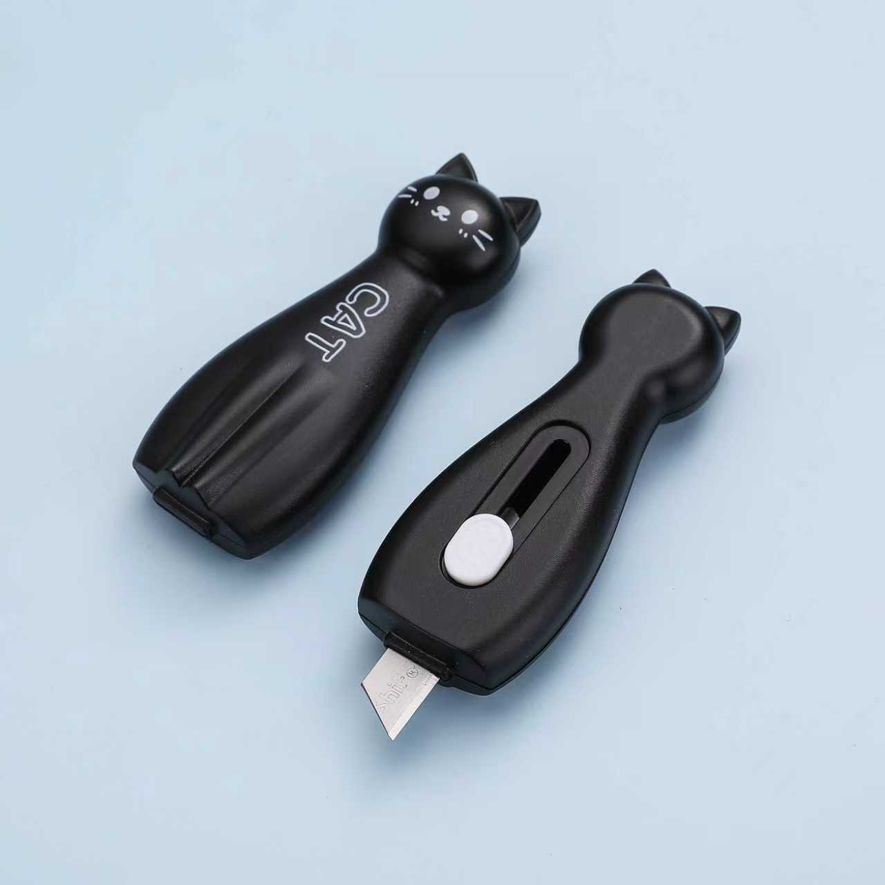 Black and white cat, small utility knife, paper cutter, office supplies, blade box, stationery storage Application Scenario