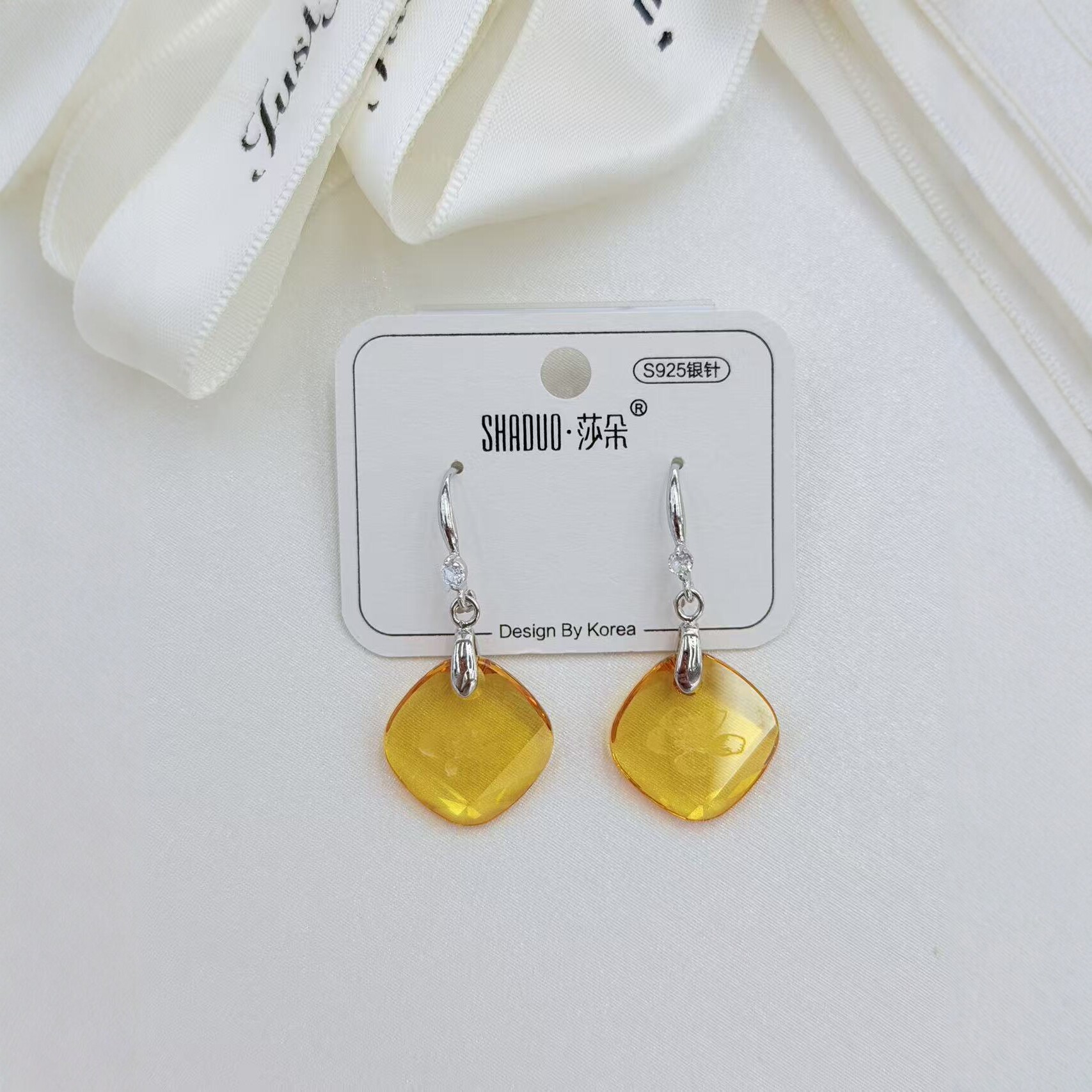 S925 Silver Needle Colored candy-colored crystal Earrings for Women, Korean style, fresh and light forest style, fashionable and versatile earrings wholesale details Picture