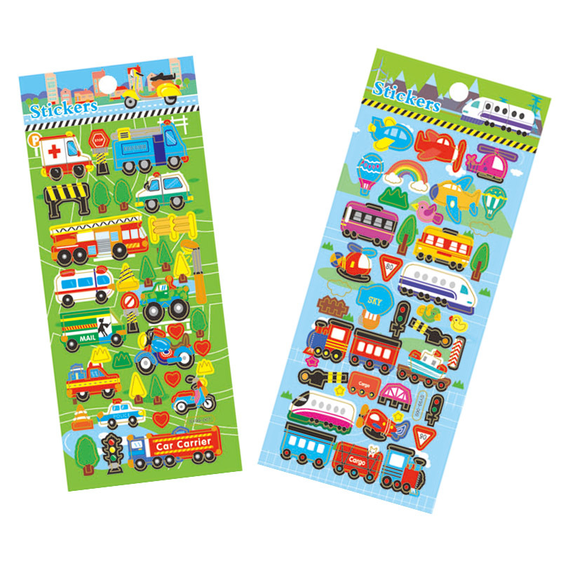 Factory direct supply of new transportation tools, children's stickers, car and airplane stickers, boys' DIY reward stickers, bubble stickers Application Scenario