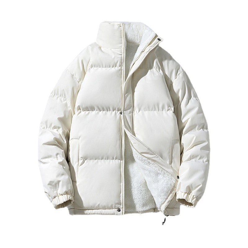 New men's cotton-padded jackets for autumn and winter, with added fleece, thickened, windproof and warm solid color, trendy youth bread jackets for men's cross-border travel Application Scenario