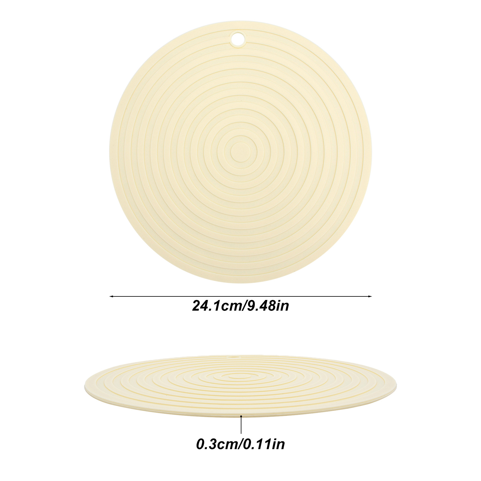 Silicone round threaded pad, food-grade silicone heat insulation pad, large 24CM heat-resistant table pad, placemat pad, clay pot pad Specification drawing