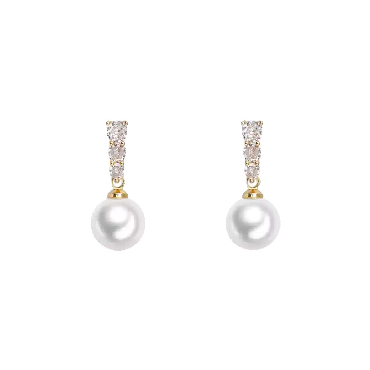 Rich girl's niche high-end design sense, Shi family pearl stud earrings, elegant and high-end silver needle earrings and earrings for women Item Picture