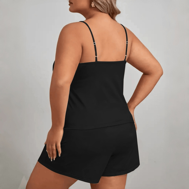 Cross-border bestseller pajama women's set, large-sized letter-printed halter shorts, loose, suitable for women to wear as outerwear Application Scenario