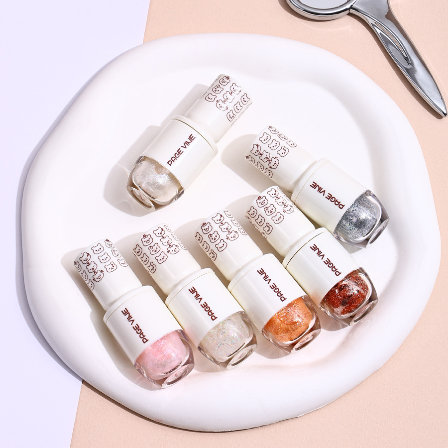 Cross-border PAGE VINE Starry Liquid Eyeshadow Cute Bear Sleeping Silkworm Brightening Pearlescent Super Sparkling Eyeshadow Liquid details Picture