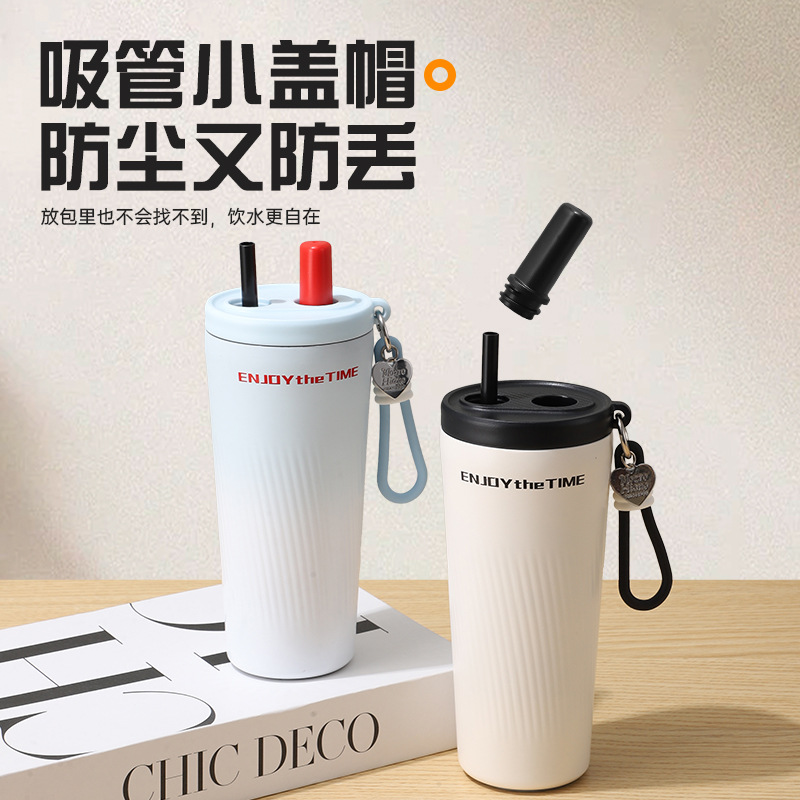 新款316不锈钢保温杯女水杯便携高颜值带吸管大容量双饮咖啡杯 Application Scenario