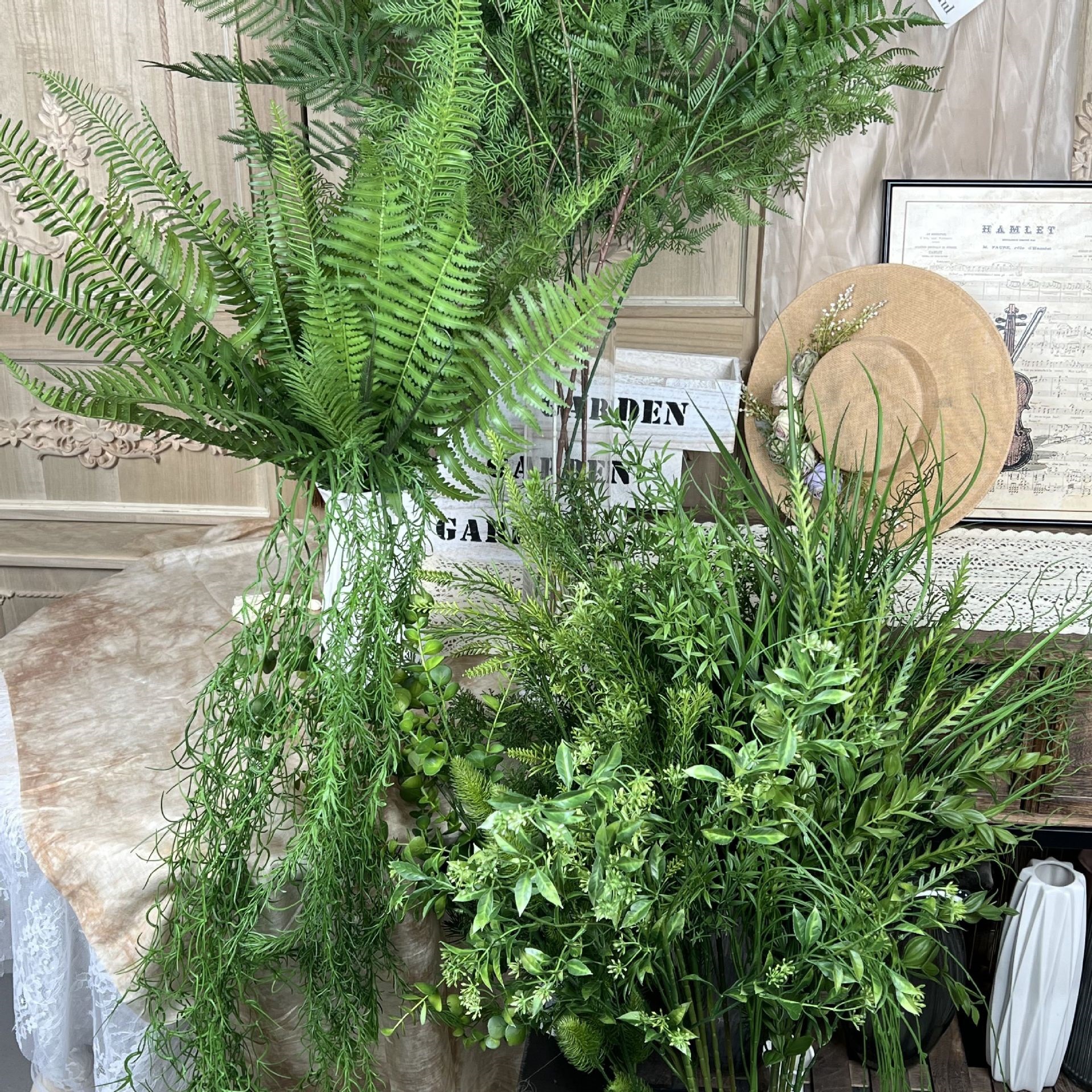 仿真绿植软胶壁挂酒店餐厅吊顶藤条挂饰植物婚庆地排软装室内装饰