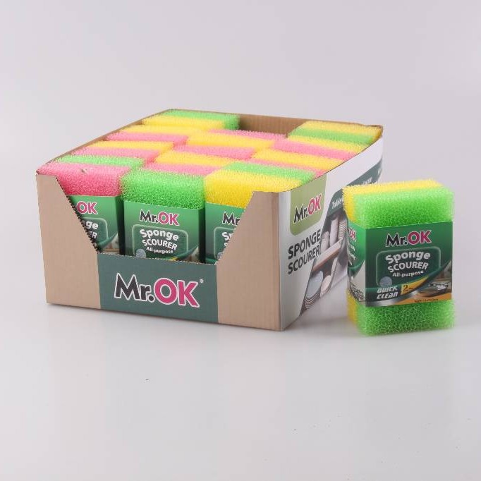 Mr.OK factory direct supply sponge scouring pads, double-sided cleaning sponges, kitchen cleaning sponges, dishwashing sponges, pot scrubbing sponges