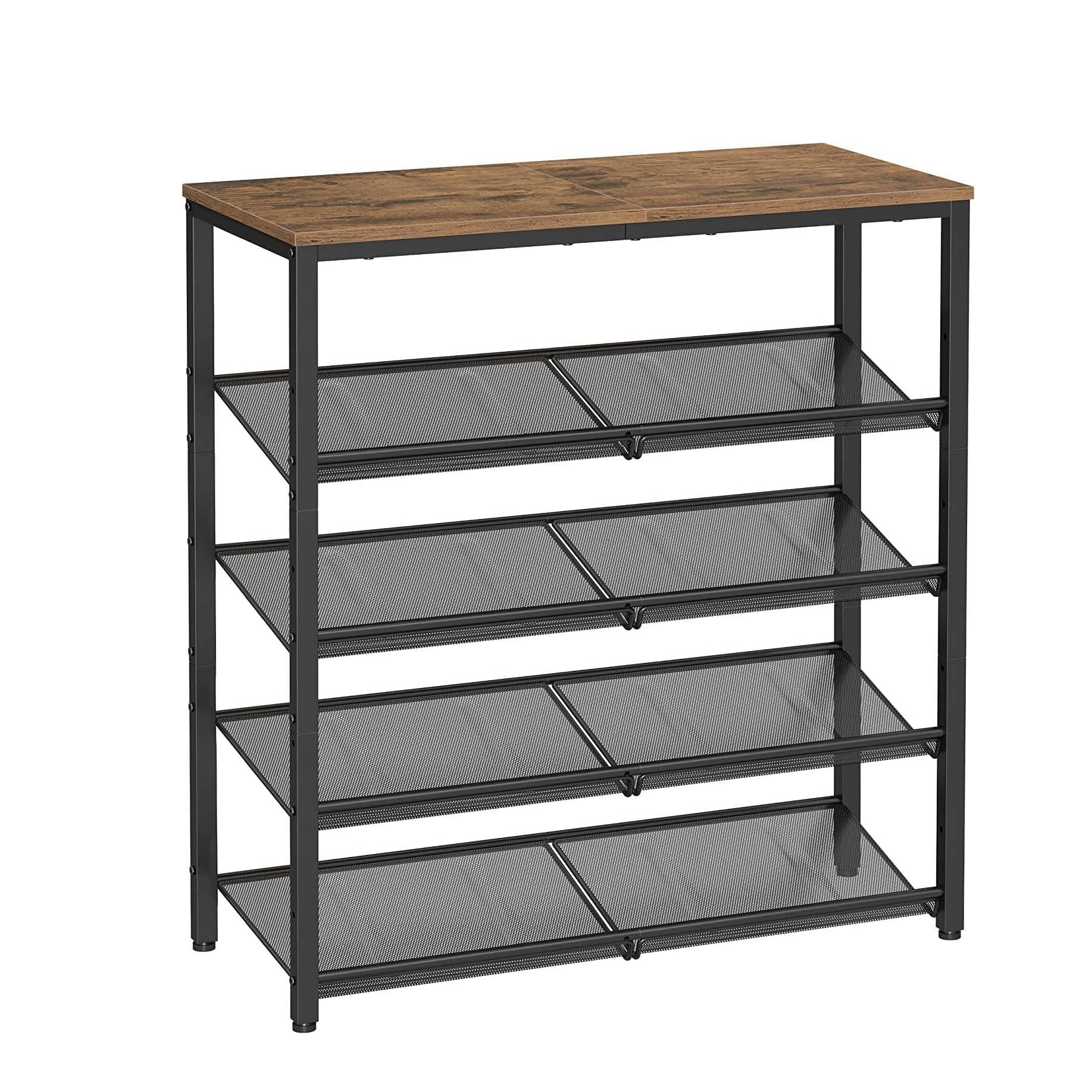 A best-selling shoe cabinet on Amazon cross-border e-commerce, featuring a five-layer inclined multi-functional iron-wood combination storage and dust-proof shoe rack Item Picture