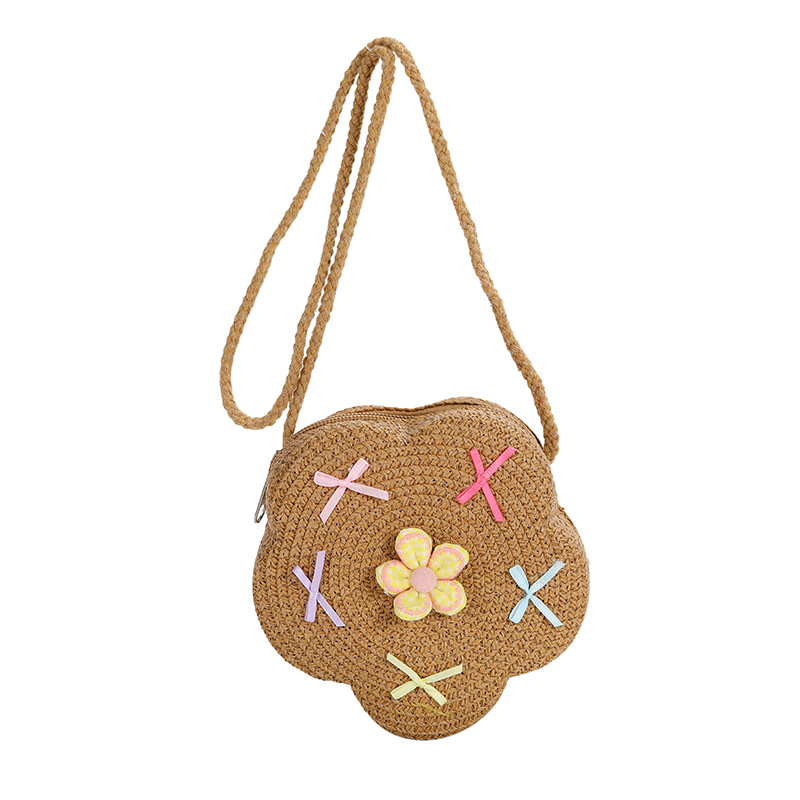 Bolso de paja del mar bolso tejido 2025 nuevo lindo arco flor bolso de paja mujer playa vacaciones crossbody bag Item Picture
