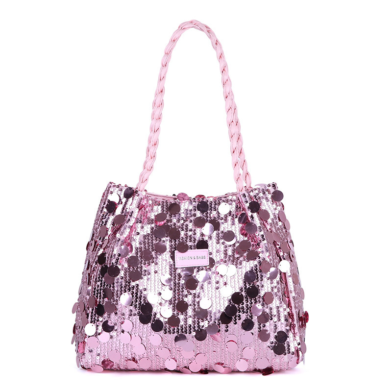 Cross-border large sequined bag, casual large-capacity fashionable underarm single-shoulder bag, tote bag, handbag, hand-held crossbody bag, fringed women's bag, single-shoulder handbag, sequined bag Item Picture