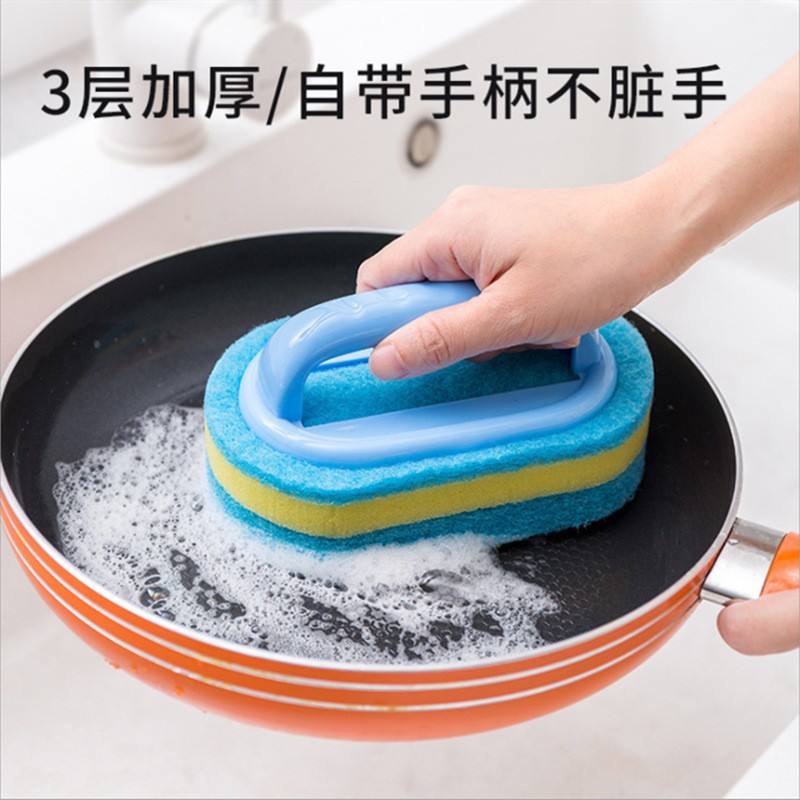 跨境代发多功能清洁刷厨房加厚锅刷多层浴缸刷去污地板刷海绵刷子产品图