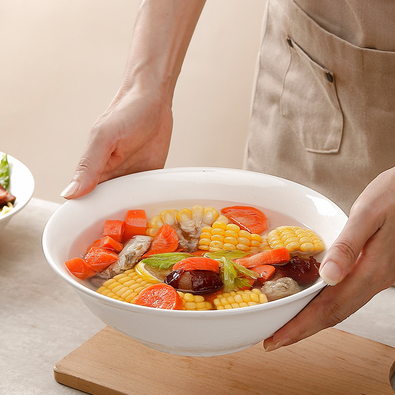 批发陶瓷碗家用餐具饭店用白色米饭碗白瓷小碗汤碗纯白色斗碗饭碗细节图