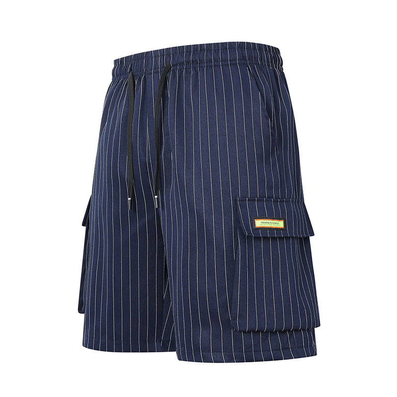 国潮2026夏季中国风条纹休闲五分裤男宽松跨境欧码直筒沙滩裤短裤