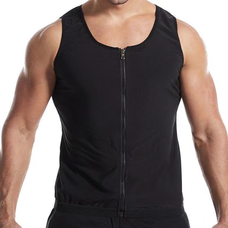Men's Sweat-Inducing, Slimming, Zipper Tight Sweat-Inducing, Fat-Burning, Fitness And Sports Vests Wholesale, Running details Picture