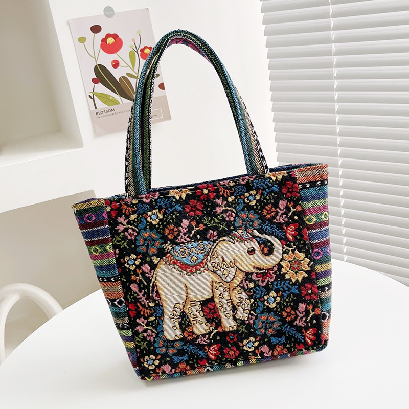 Cross border canvas bag new matai ethnic style elephant bag mujer simple trabajo bolsa de mano bolsa de lona bordada diagonal cross casual bolsa de lona simple commuter tote bolsa de lona de un hombro