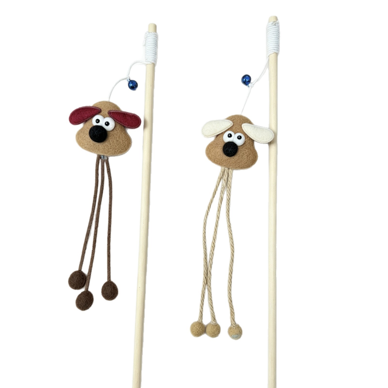 Cartoon cute fieltro juguete gato rod con campana borla juguete gato rod productos para mascotas mordedura resistente gato juguetes fábrica al por mayor Item Picture