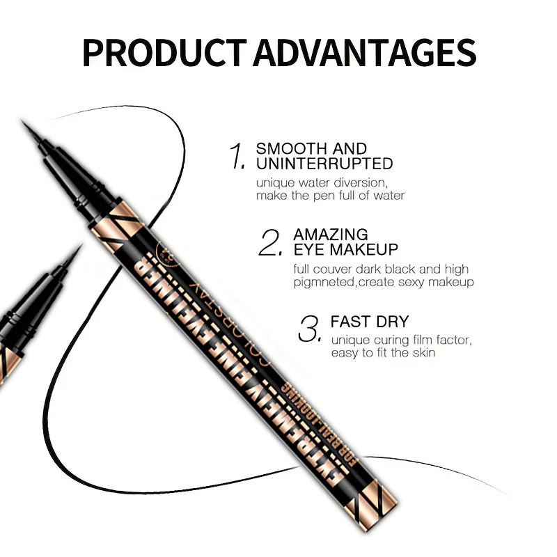 【 Cross-border Exclusive 】QICIY eyeliner is waterproof, quick-drying, long-lasting and does not smudge. Wholesale of cross-border makeup eyeliner Specification image