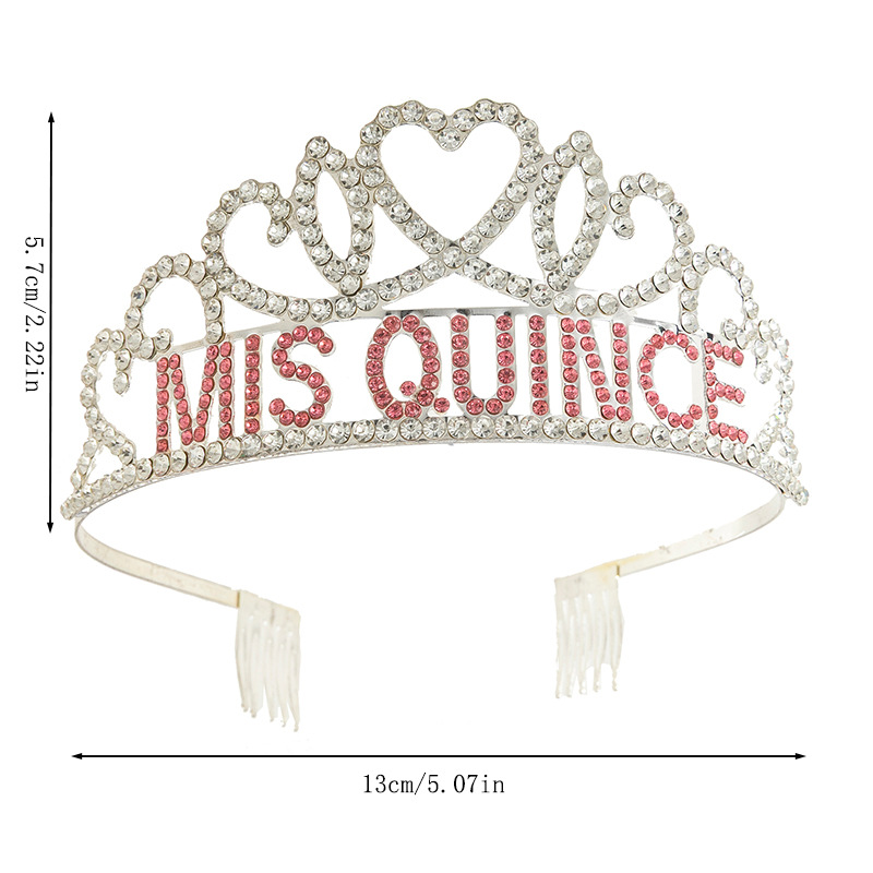 Cross-border European and American design sense, my 15-year-old MISQUINCE letter hair band, happy birthday, water diamond crown, children's wholesale hair accessories, headwear and headwear accessories Specification image