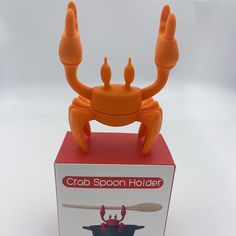 红色螃蟹餐具跨境热卖硅胶勺托耐热支架防滑勺架炉灶蒸汽释放器产品图