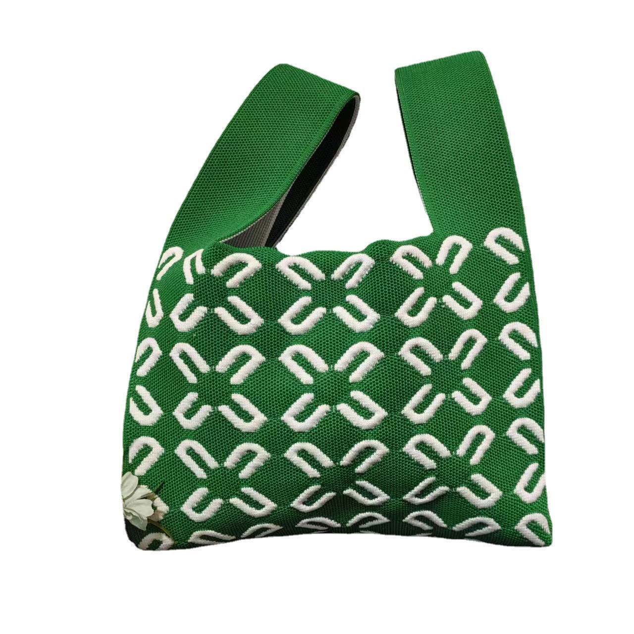 New black and white four-piece pattern women's bag for spring and summer, Japanese and Korean knitted bag, multi-functional wrist bag for daily commuting Item Picture