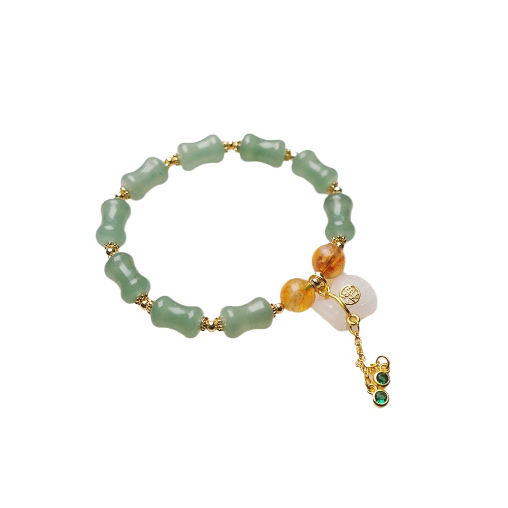 New natural golden thread jade Joint promotion bracelet for women, Tianshan Green Bamboo joint money bag bracelet, jewelry for women who have passed the college entrance examination Item Picture
