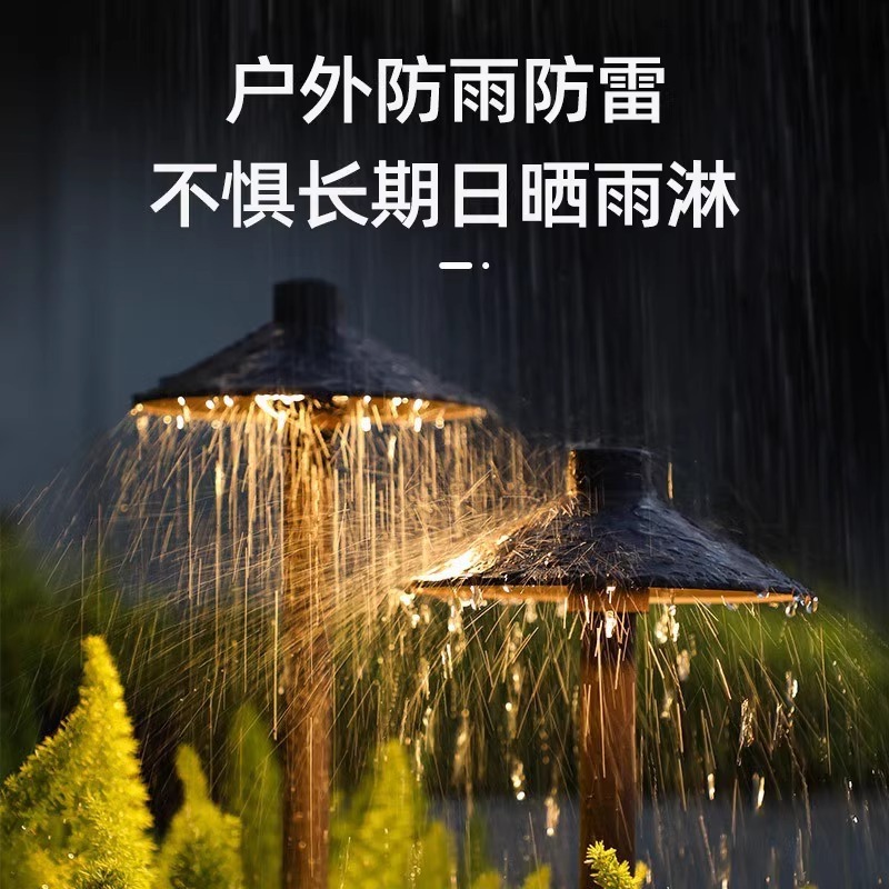 Solar-powered no-wiring lawn lights, mushroom outdoor plug-in lights, floor-standing garden and villa waterproof garden courtyard lights Specification image