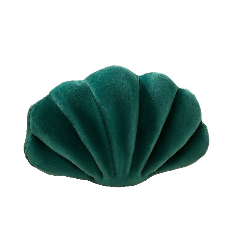 Green creative shell throw pillows, plush sofa cushions, Nordic-style home decoration cushions, office ornaments Item Picture