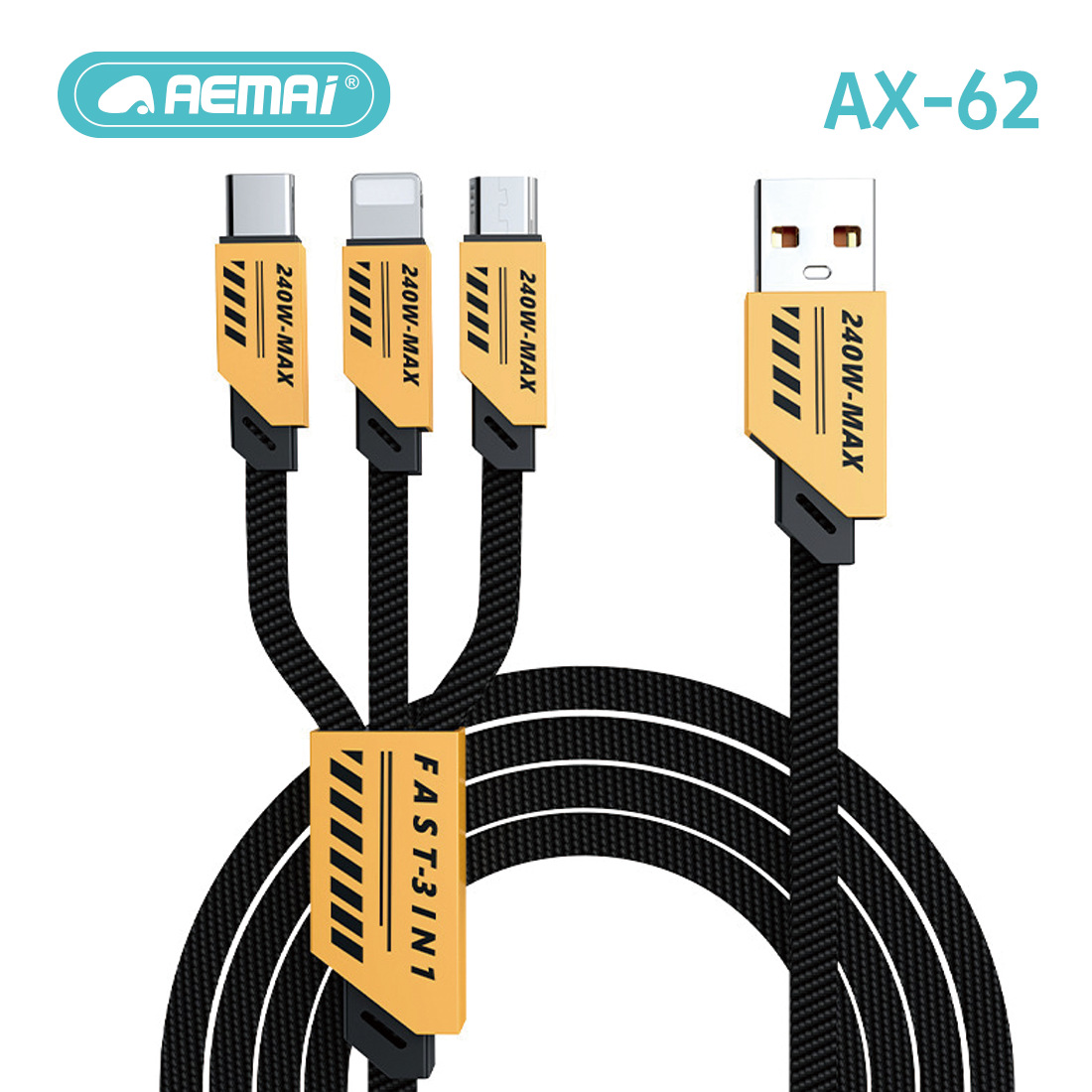 وكان خط البيانات الثلاثي (240W (Aemai بسرعة فائقة لشحن ثلاثة خطوط شحن من طراز Apple Typec Item Picture