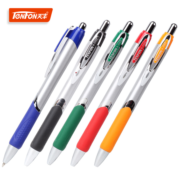 Tianfeng silver-sprayed press Ballpoint Pen Plastic Ballpoint Pen Advertising Pen 556S Foreign Trade Ballpoint Pen full figure