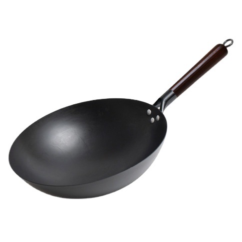 Nitrided extreme iron wok, hand-forged uncoated nitrided iron wok, household cooking non-stick wok, round-bottom gas stove wok Item Picture