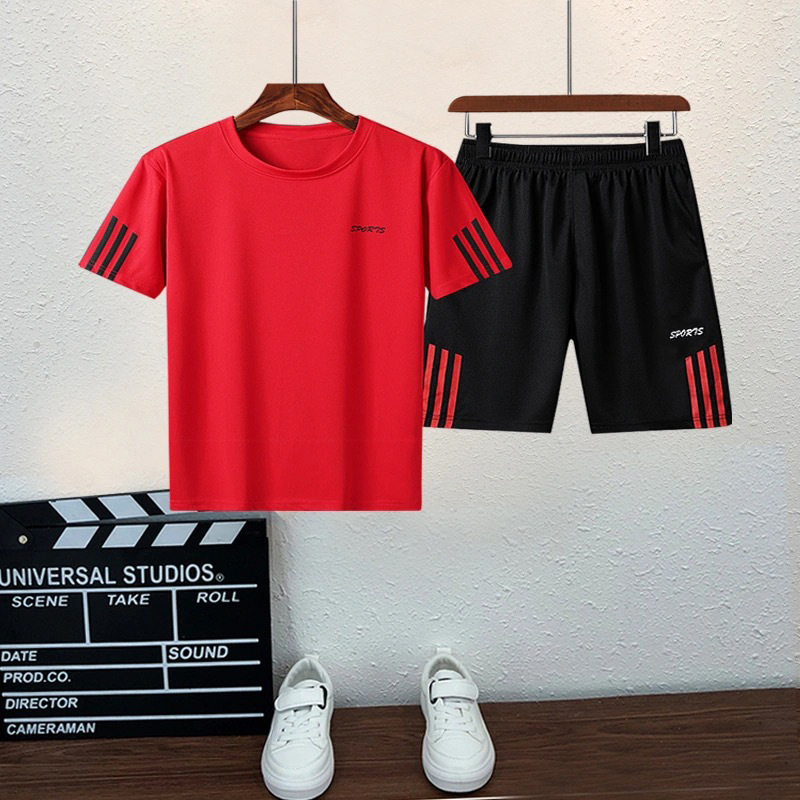 Summer quick-drying clothes for children and boys in foreign trade, short sleeves and shorts, new sporty and casual T-shirts, one-piece consignment Specification image