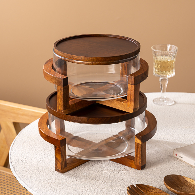 Simple Japanese-style glass fruit plate, vegetable salad buffet, cold dish storage, home snacks, candies, dried fruit plate display Application Scenario