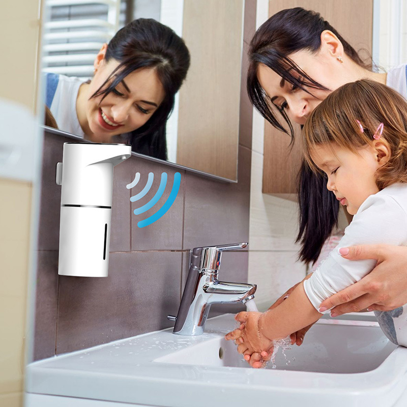 The AS127 household rechargeable children's bubble wash phone with automatic sensor hand sanitizer can be wall-mounted as a small soap dispenser Specification image