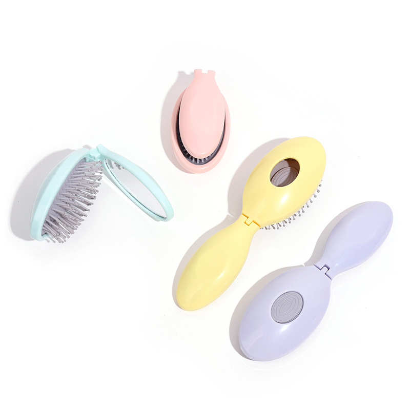 Baihe nuevo peine de aire macaron portátil plegable doble uso peine espejo masaje cuero cabelludo lindo corazón de chica peine pequeño details Picture