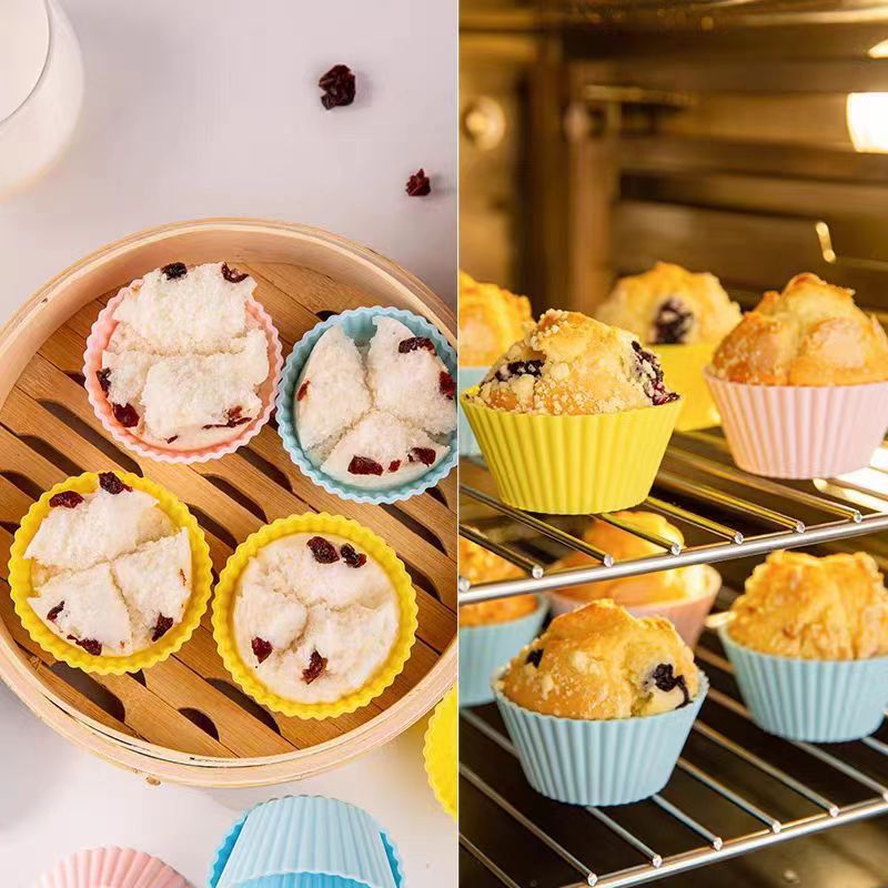 Silicone baking molds, cake cups, muffin cups, baking molds, round cake molds, pastry baking, cross-border new products Specification image