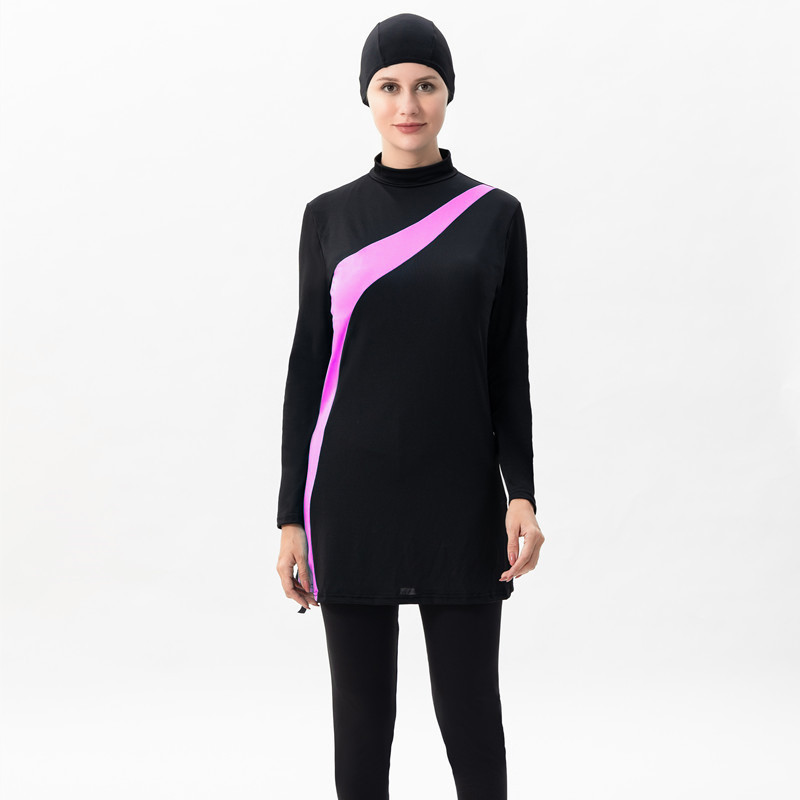 Comercio exterior transfronterizo de mujeres musulmanas traje de baño de tres piezas manga larga pantalones protección solar spa traje de baño de verano conservador en stock directo de fábrica