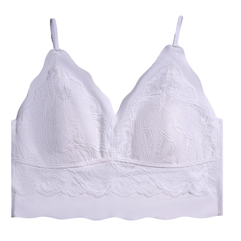 春夏新款纯欲法式蕾丝抹胸内衣小胸薄款内衣女夏季百搭运动内衣女白底实物图