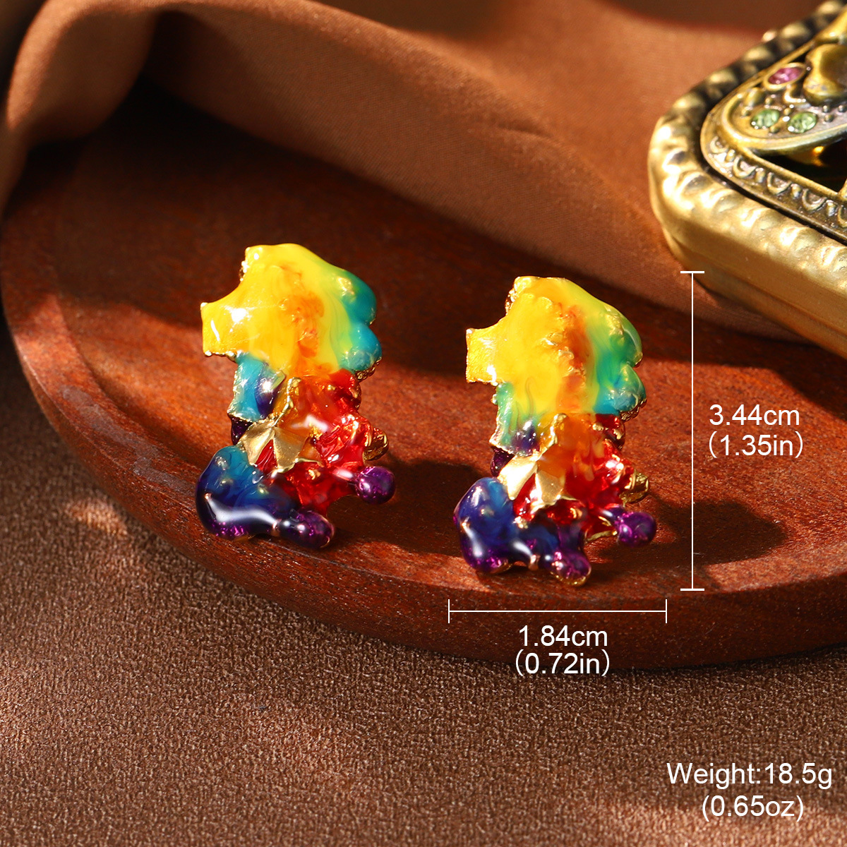 Retro high-end colored ear rings, enamel oil painting series earrings, Van Gogh Monet, niche fashion, versatile earrings for women Application Scenario