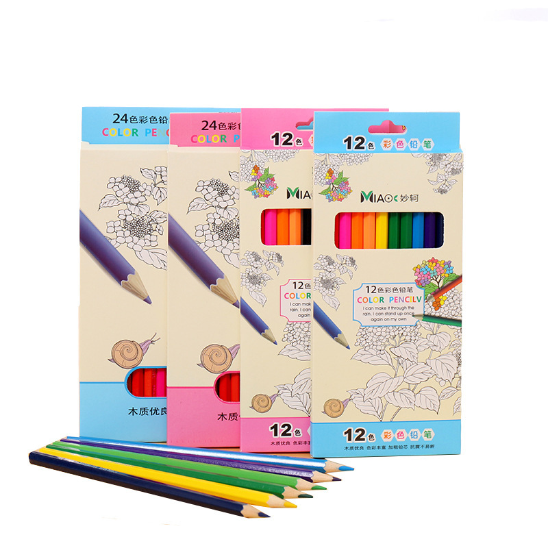 P-0723 Boxed colored pencils for children's drawing, coloring and filling, 12-color and 24-color baby drawing pens Item Picture