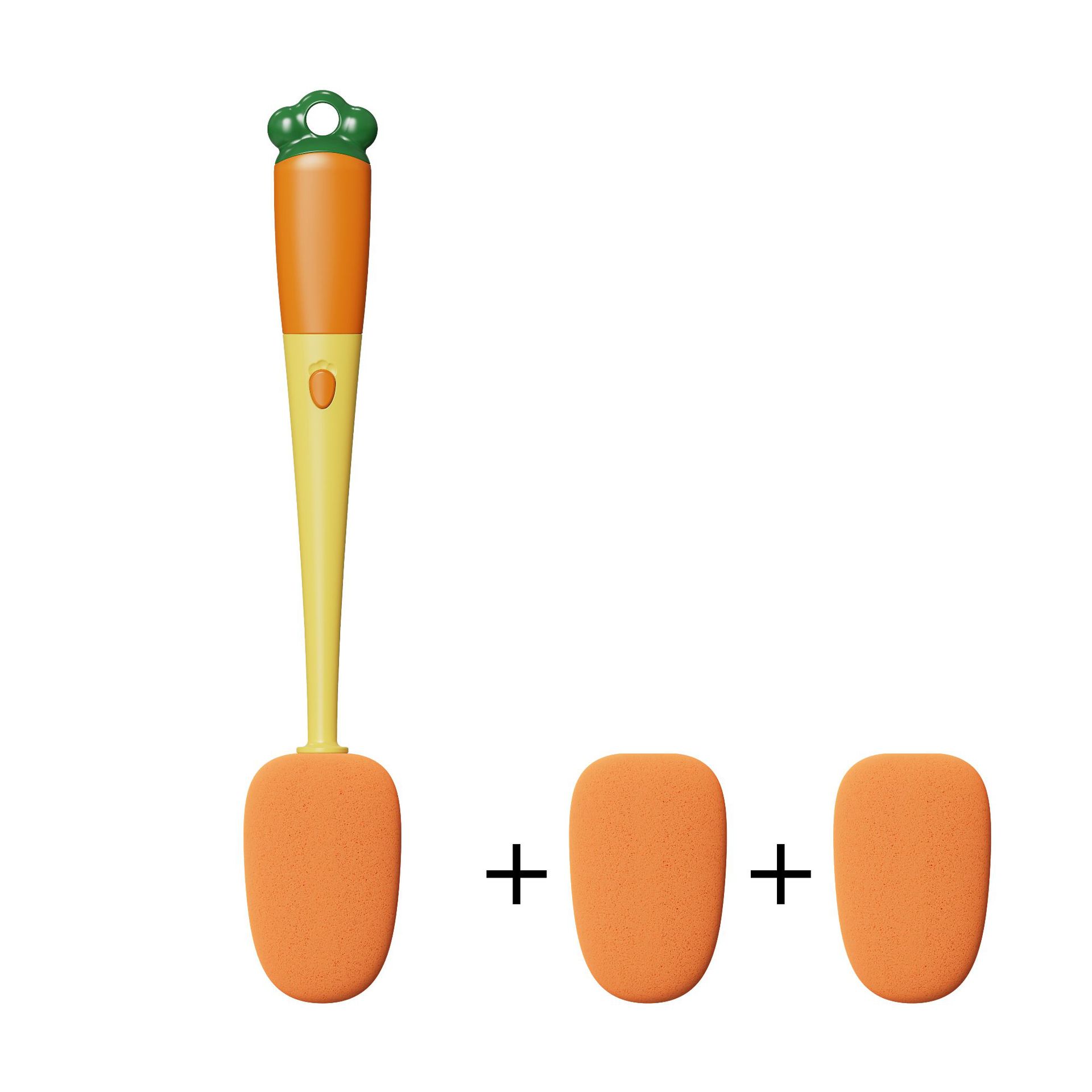 Zanahoria copa cepillo 3 en 1 cepillo de botella de esponja mango largo aislante tapa de taza hueco cepillo de limpieza lavar taza artefacto Item Picture