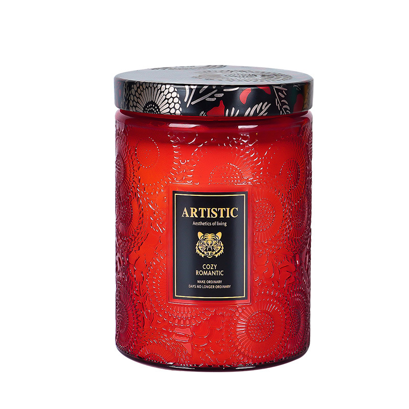 The source factory processes and customizes large-capacity embossed glass cups, scented candles, and handcrafted soy wax for odor removal across borders Item Picture