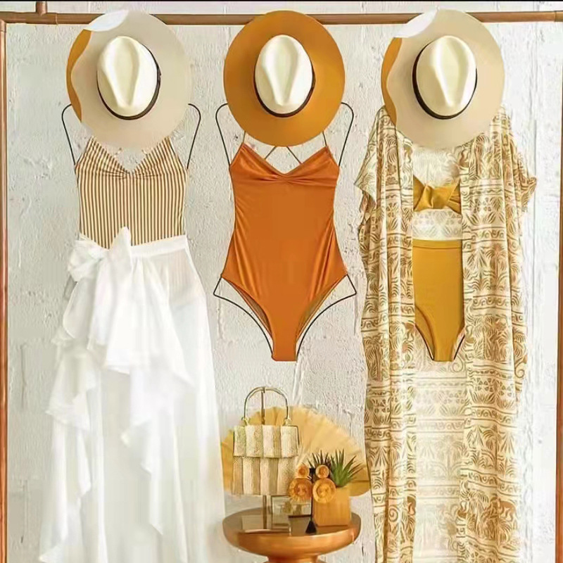 亚马逊热销沙滩游泳泳池服装店金属金色展示用平胸款泳衣泳裤衣架