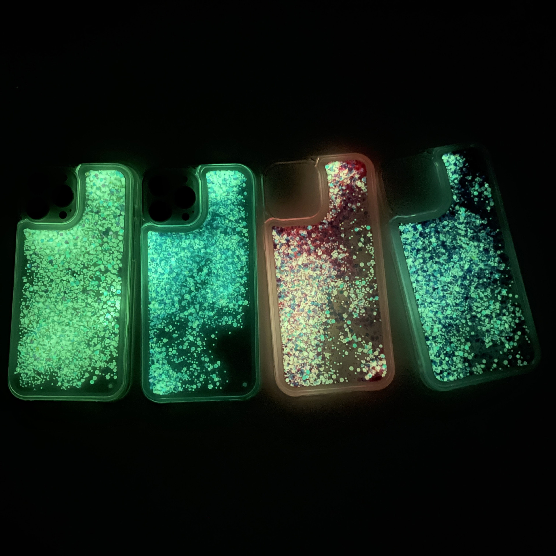Creative luminous moving sands adecuado para iPhone17promax caja de teléfono móvil móvil móvil apple 16 flash powder slider 15 fluorescente details Picture