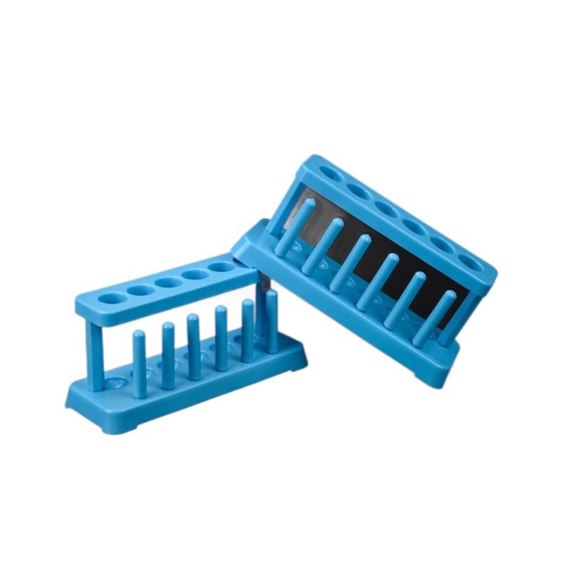 中小学科学实验教具配件多功能六孔试管架试管托盘化学实验室器材白底实物图