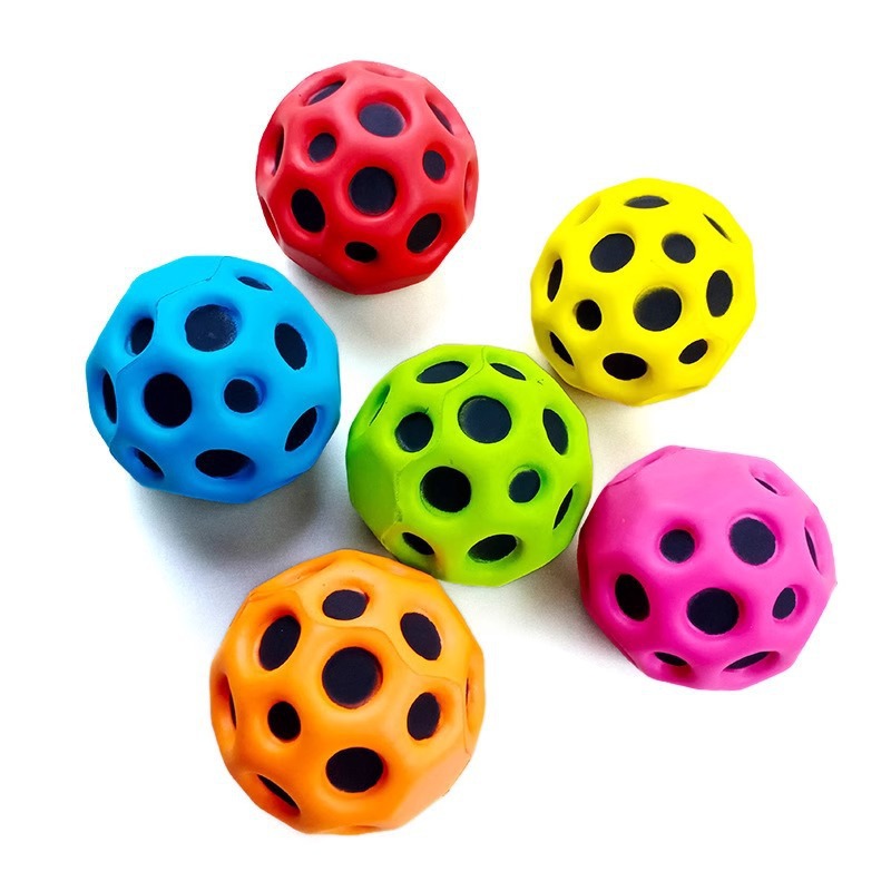 Luminous flashing light elastic ball, high-elasticity PU ball, student stress relief and release, moon hole ball, cross-border best-selling toys wholesale Item Picture