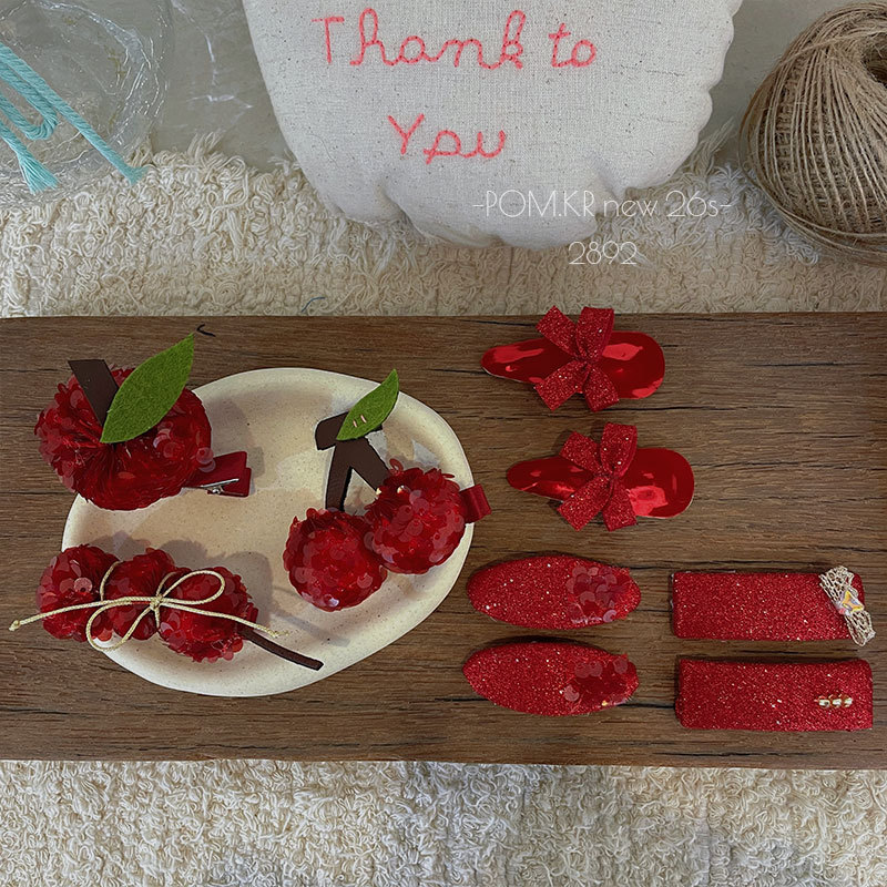 Ladies' red hair clips, headbands, straight clips, moissanite accessories, alloy clips, false hair accessories details Picture