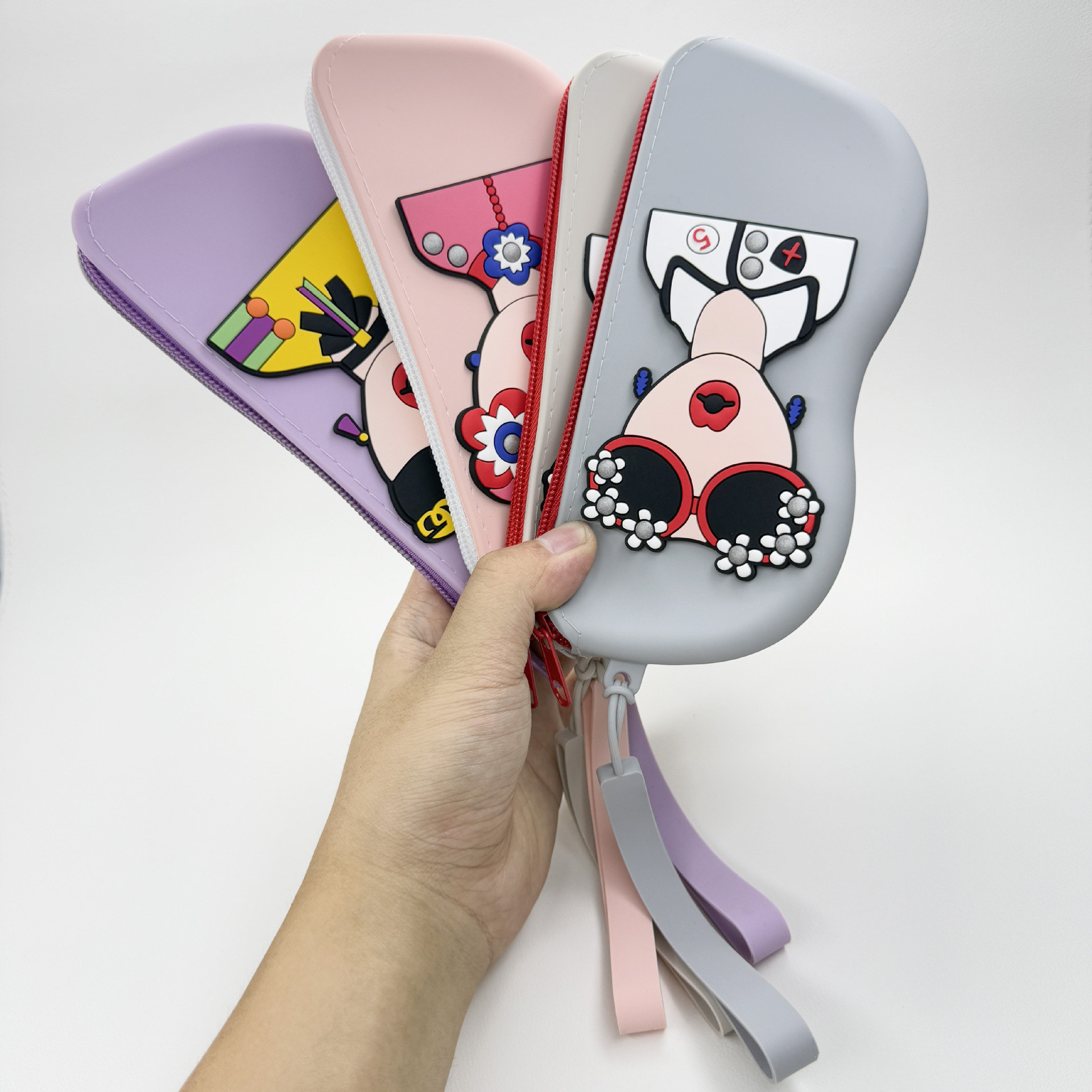 可爱墨镜收纳袋随身便携眼镜盒收纳包防摔硅胶收纳袋可挂眼镜包女                              产品图