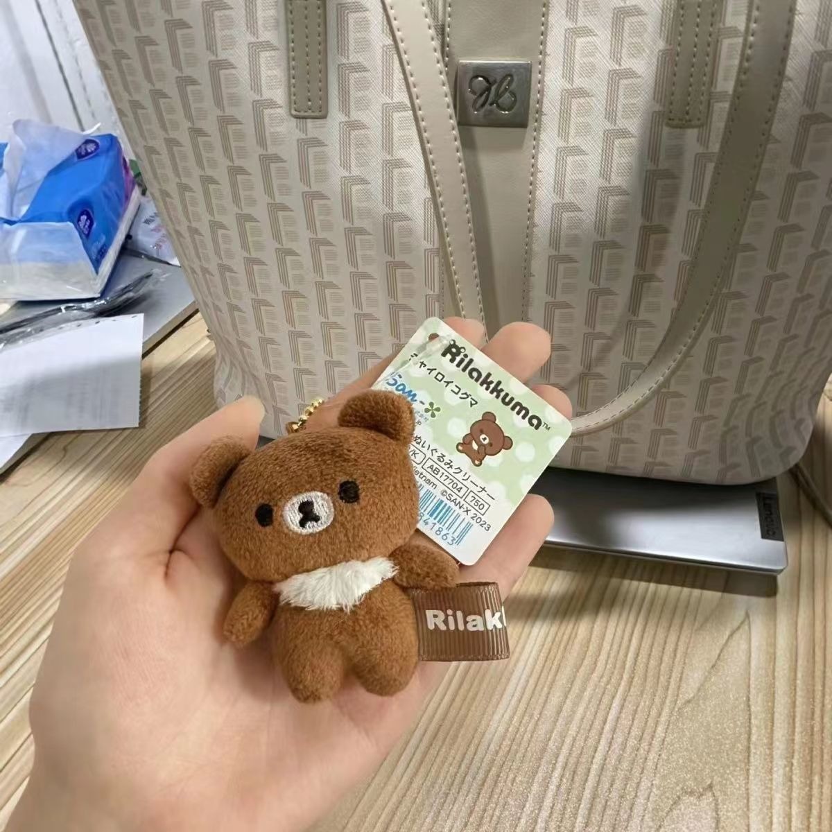 日式软萌小熊可爱轻松熊毛绒公仔挂件生日礼物背包包钥匙扣挂饰