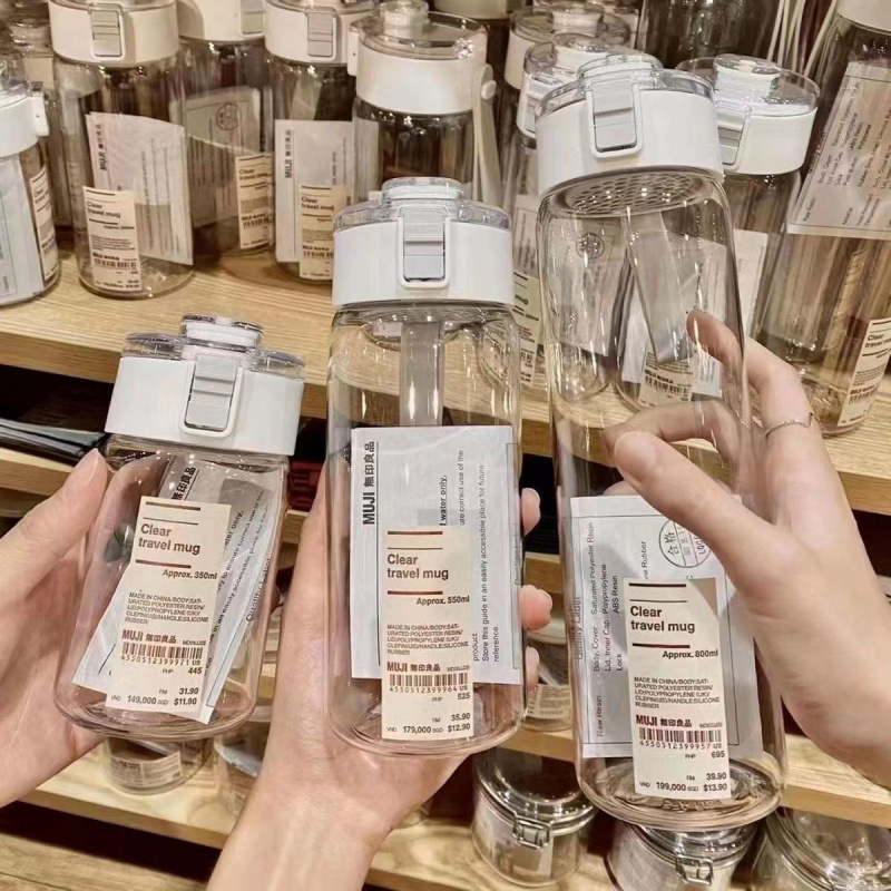 无印良品平替塑料杯子大容量奶茶水杯便携随手杯学生儿童创意手提 details Picture