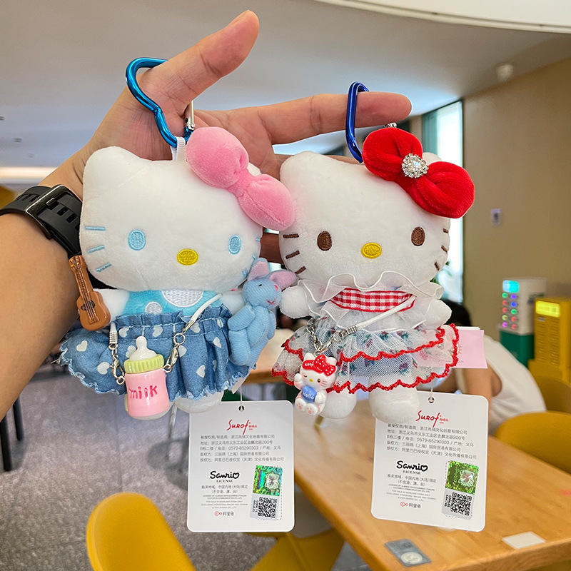 Genuine hellokitty small pendant, bag pendant, plush toy, cute kitty doll keychain pendant